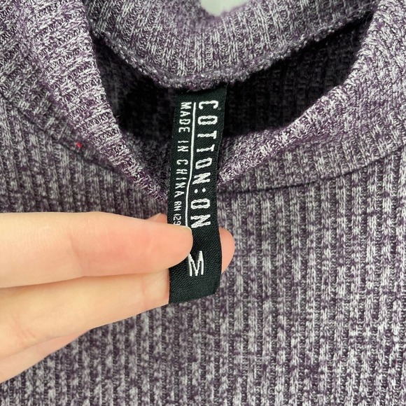 Cotton On Mock Neck Rib Knit Mini Sweater Dress Purple - Picture 2 of 5
